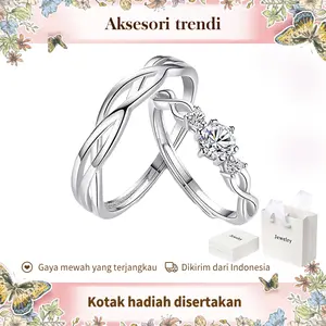 Cincin Nikah Tunangan Couple Pernikahan & Anniversary tunangan stainless ring wanita couple  Ukuran yang dapat disesuaikan Elegan Berlian