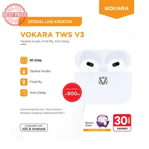 [SPESIAL LIVE] VOKARA V3 TWS Wireless Bluetooth | H1 Chip | Free Case | MagSafe Charging Case