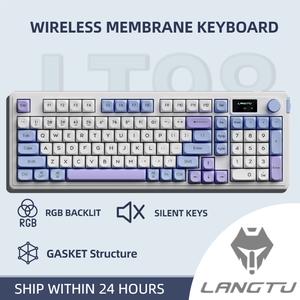 LANGTU L98 Gasket Structure RGB Backlit With Knob Led Screen Tri-Mode Wireless Membrane Keyboard