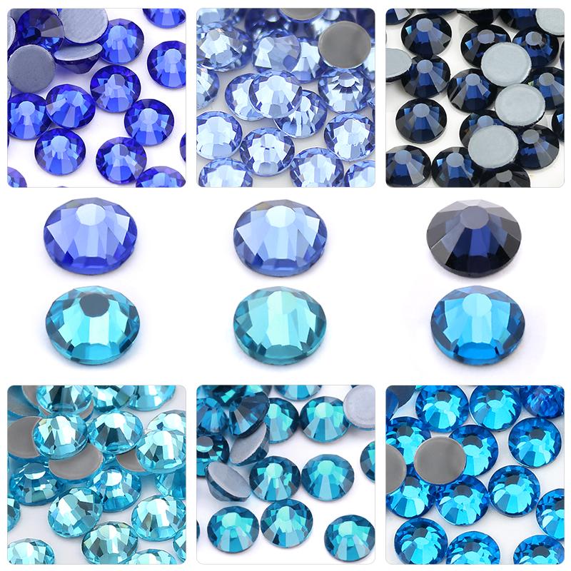 QIAO (288-1440)pcs SS6-SS30 Blue Series Hot Fix Rhinestone DIY - TikTok ...
