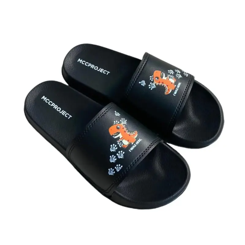 Sandal Slop Slip On Distro Casual Anak Laki-laki Perempuan MCC Project IWH Black White 31-35 Fashion 3