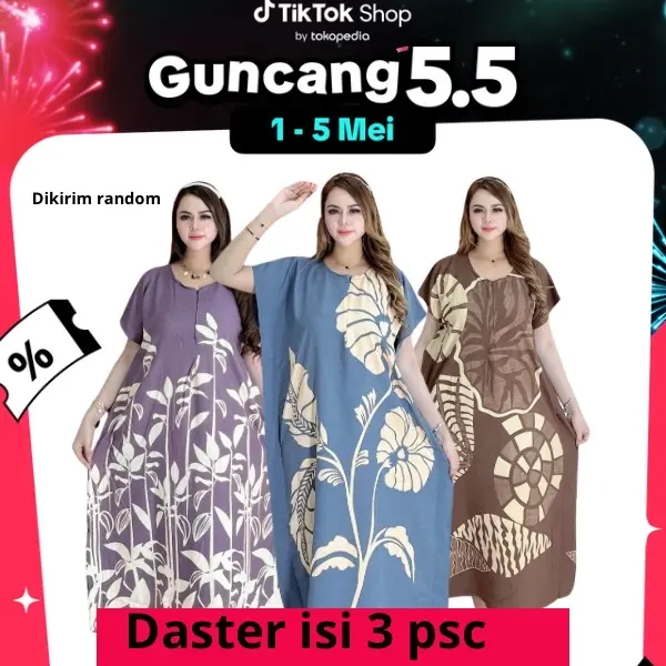 BatikKM 100 rb isi 3 ( DIKIRIM RANDOM )Daster Lowo Jumbo Busui Friendly Rayon  Motif Dress Bumil Menyusui Wanita Tidur Bunga daster Ibu Hamil emak resleting depan