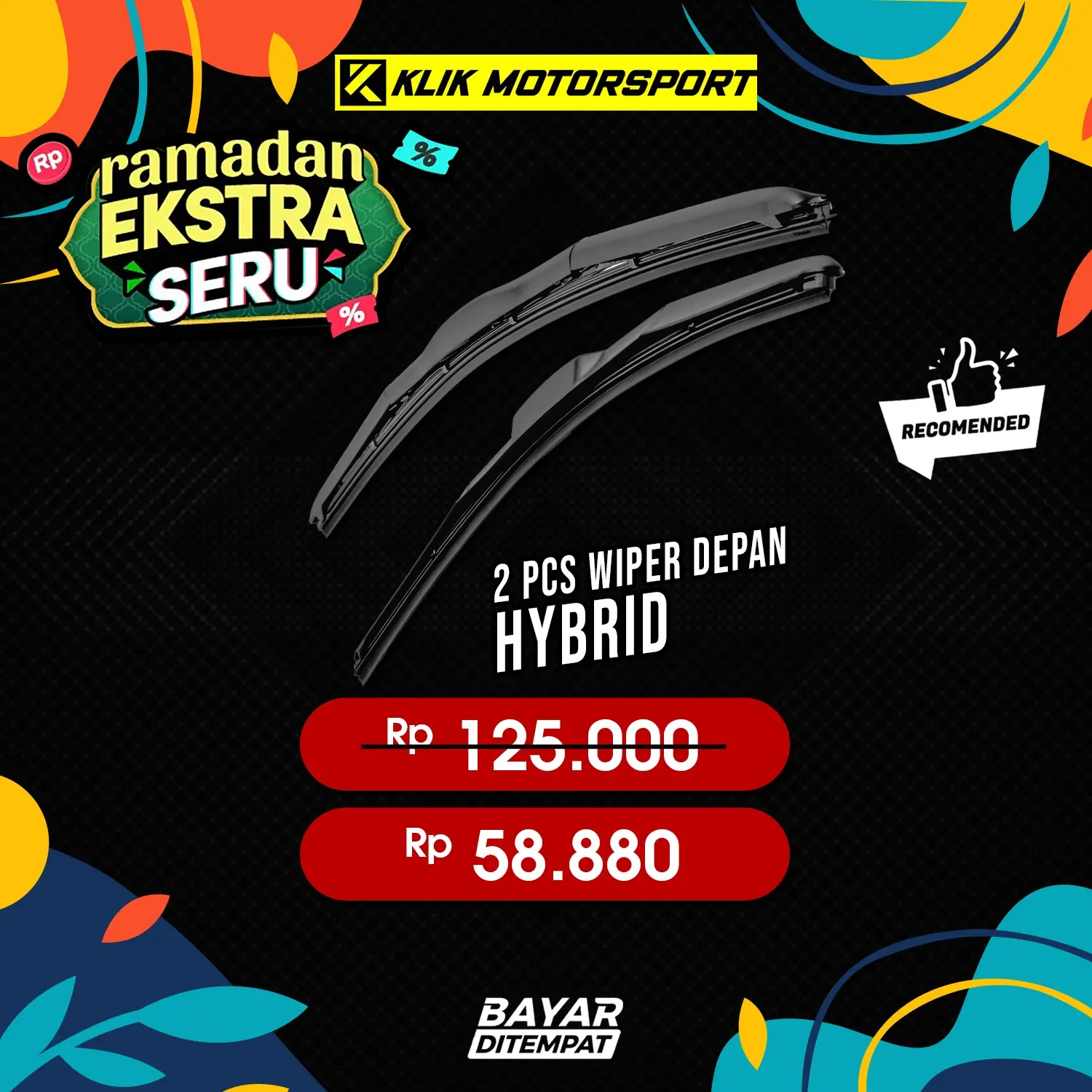 Wiper Mobil Hybrid Blade 2 PCS Depan Kiri Kanan Universal Semua Jenis Kendaraan