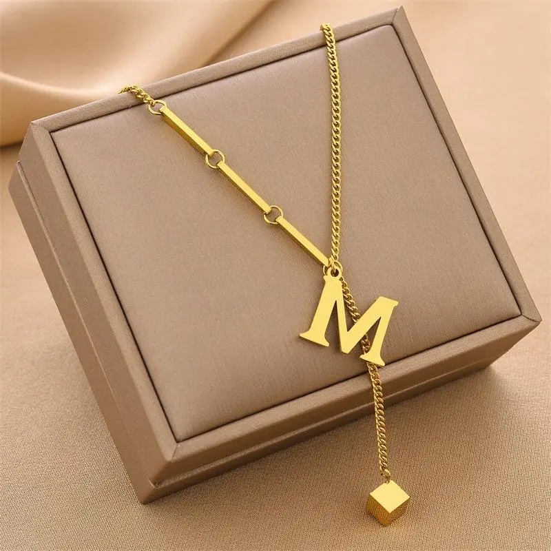 Stainless Steel Fashion Initial Letter Necklace For Women Accesories L8U2