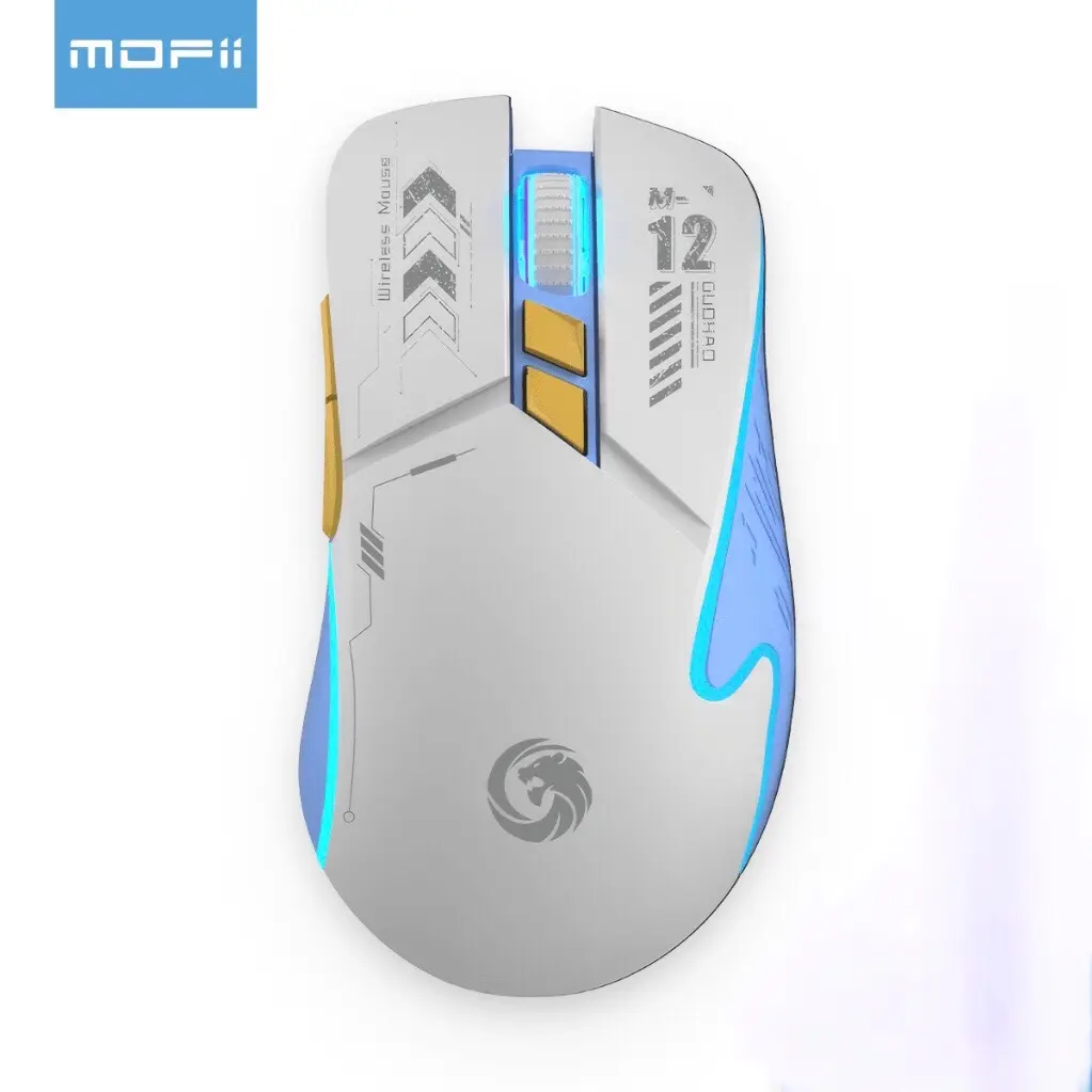 Mouse Gaming Wireless RGB Mofii Light Rechargeable Baterai 3600 Dpi M12-Eva Blue