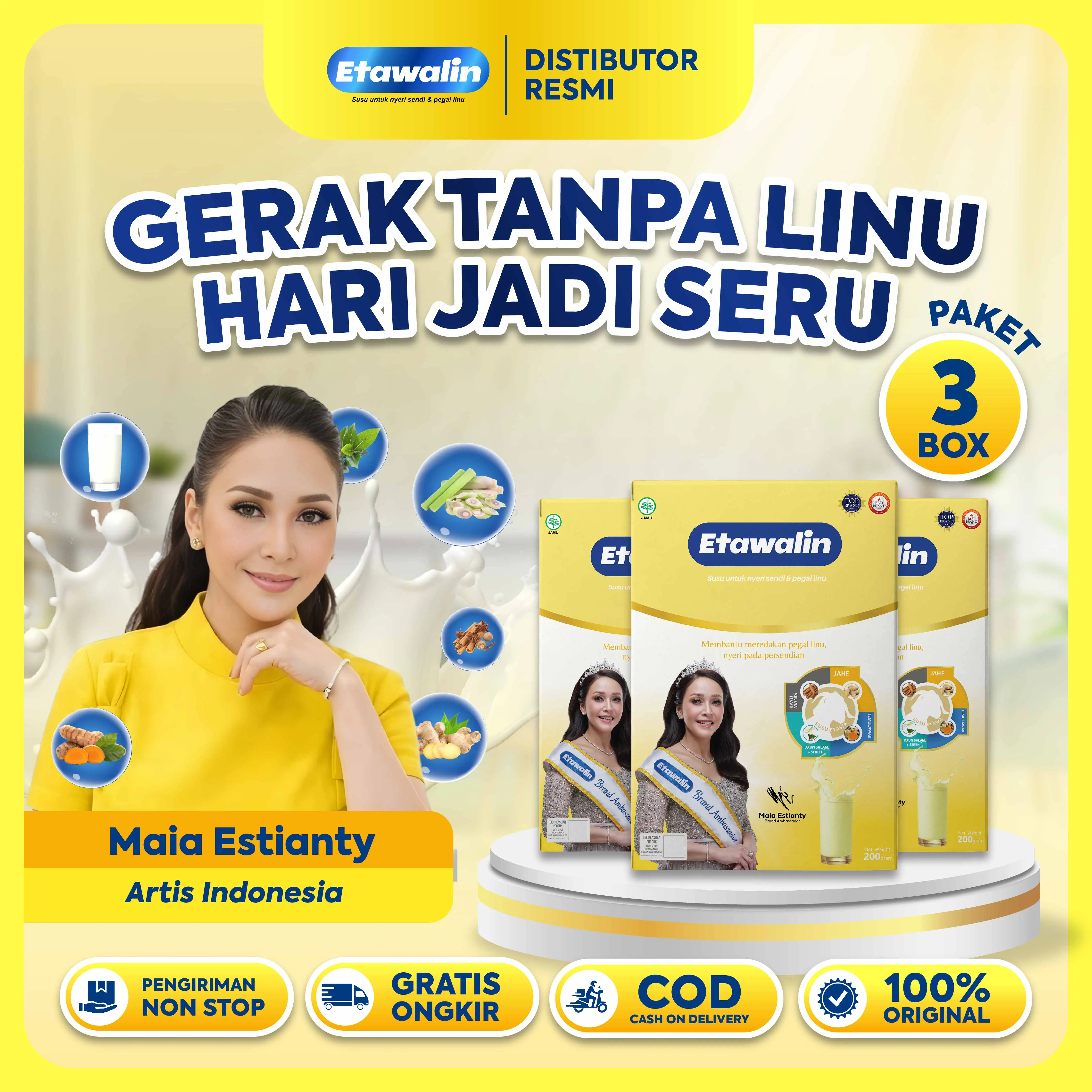 Etawalin Paket 3 Box Susu Kambing Etawalin Original Asli Official Halal Bpom Milk Dairy