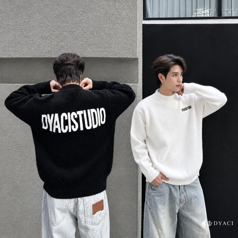 Faux Fox Sweater - Áo Sweater Len Nam Nữ Dệt Chữ DYACI Cổ Tròn Chui Đầu Thu Đông 7 Màu - Áo Đôi Quà Tặng Size M-2XL A105