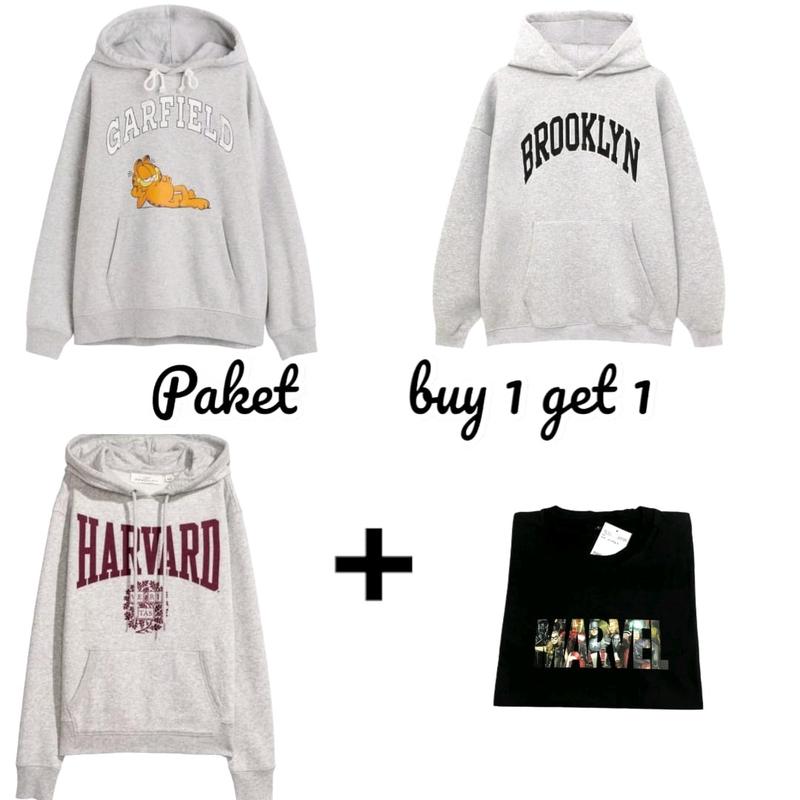 PAKET BUY 1 GET 1 HOODIE MOTIF SABLON HARVARD| HOODIE MOTIF SABLON BROOKLYN 0