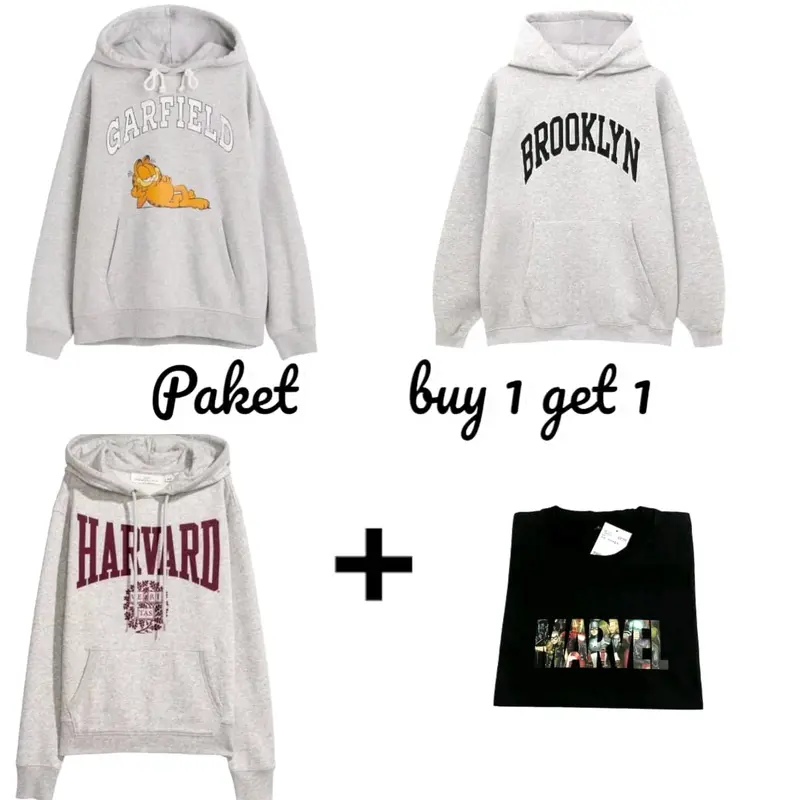PAKET BUY 1 GET 1 HOODIE MOTIF SABLON HARVARD| HOODIE MOTIF SABLON BROOKLYN 0