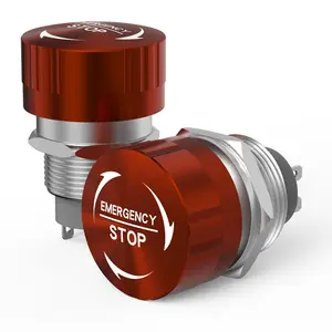 Mushroom Head Metal Emergency Stop Switch 16mm/19mm/22mm 1NO1NC 4Pins Ultra Short Style Waterproof Power Emergency Stop Switch