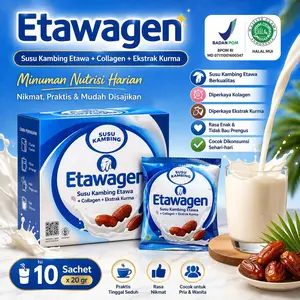 Etawagen Susu Kambing Etawa + Collagen + Extract Kurma 10 PCS x 20 gr Nutrisi Alami untuk Pernapasan Pencernaan Sendi & Kecantikan BPOM RI MD 071111001600347 HALAL MUI