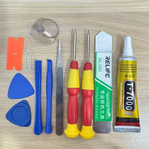 Paket Murah Service Bongkar HP Obeng 10 In 1 Set + Lem B7000 15ml + Congkelan LCD Alat Servis HP Handpone Quality Ok