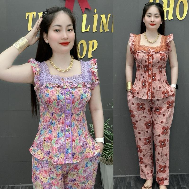  ĐỒ BỘ BỘ DẬP LY VẢI LỤA TAY CÁNH TIÊN ,QUẦN DÀI   SIZE 45-70 KG. Nữ Tay ngắn 