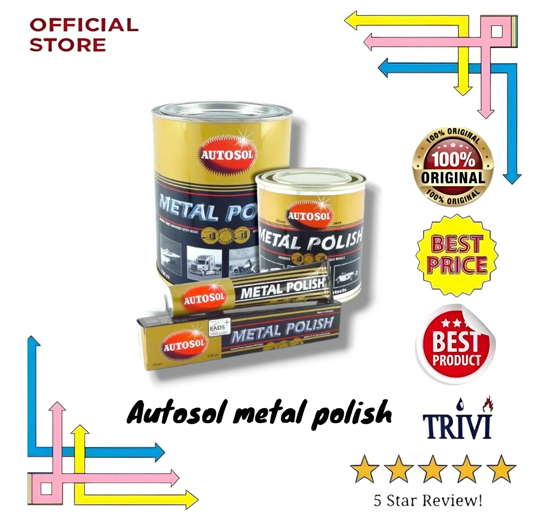 Autosol metal polish, pembersih kilap poles logam karat korosi stainless.