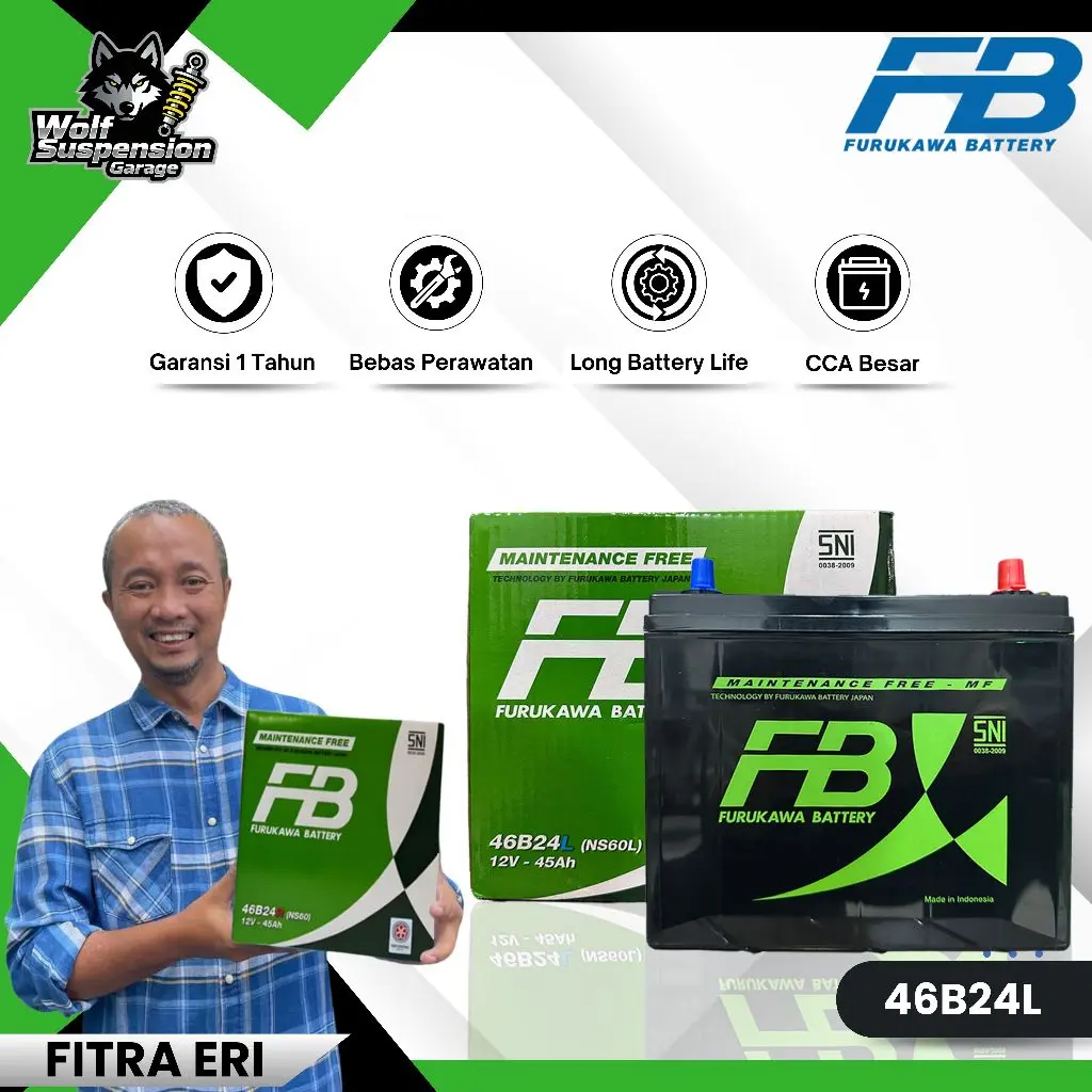 Furukawa Battery / FB Aki Mobil Renault Kiger 46B24L / NS60L 12V / 45Ah Aki Kering INDOMOBIL