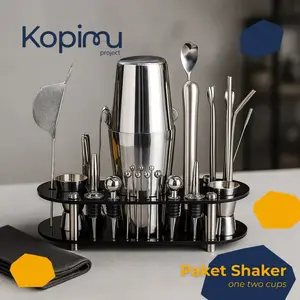 Shaker Boston Paket Lengkap 23in1 Stainless Steel Bartender Mixologist Tools Bartending Set