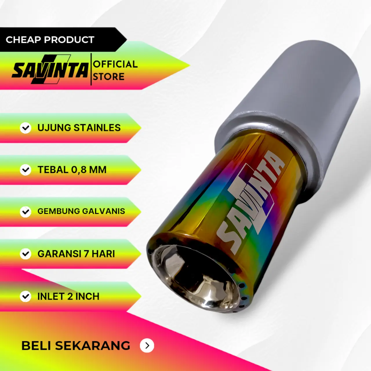 Savinta knalpot mobil manual matic GNLv3 ujung stainles suara ngebas Adem Bulet Empuk Gronel Motorcycle