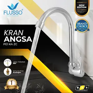 Kran Dapur FLUSSO Keran Angsa Black Gold Series Drat Tembok 1/2 Original Garansi|819 Air
