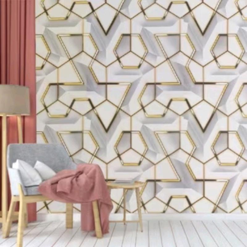 Promo Harga Peket 5 Roll Wallpaper Sticker Dinding Geometris 3D Kristal Dekorasi Dinding Ruang Karaoke Kafe Ruang Live Studio Kertas Pvc 6