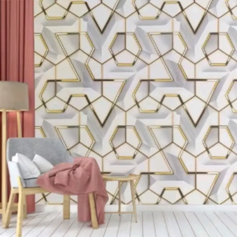 Promo Harga Peket 5 Roll Wallpaper Sticker Dinding Geometris 3D Kristal Dekorasi Dinding Ruang Karaoke Kafe Ruang Live Studio Kertas Pvc 6