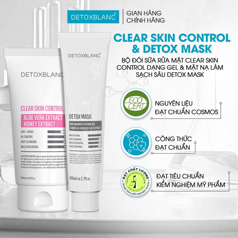    DETOX MASK & SRM   Mặt nạ làm sạch sâu kiểm soát dầu thừa & sữa rửa mặt dịu nhẹ cho da dầu mụn 