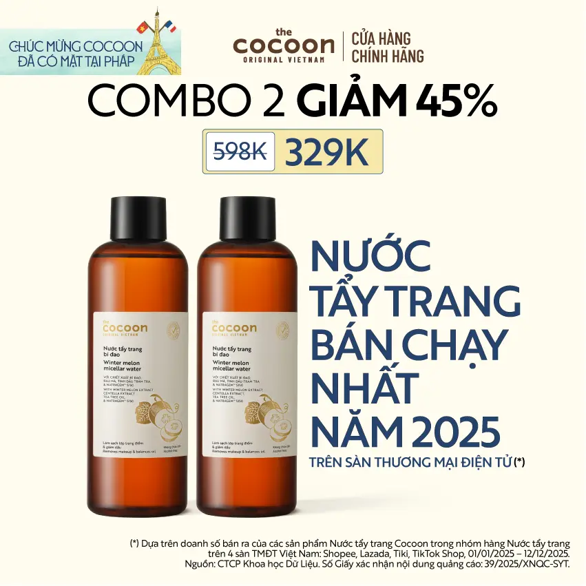 Combo 2 Bigsize - Nước tẩy trang bí đao Cocoon tẩy sạch makeup & giảm dầu 500ml | BigBuy360 - bigbuy360.vn