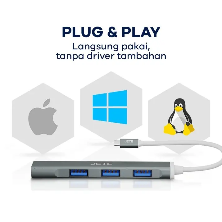 USB Hub Type C 4 in 1 JETE X3 Converter - Garansi 2 Tahun Card 6