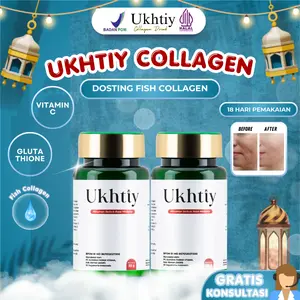 [2 Botol] Ukhtiy Collagen Drink - Suplemen Kolagen Ikan Memudarkan Flek Hitam dan Garis Halus - Mencerahkan dan Melembab Kulit