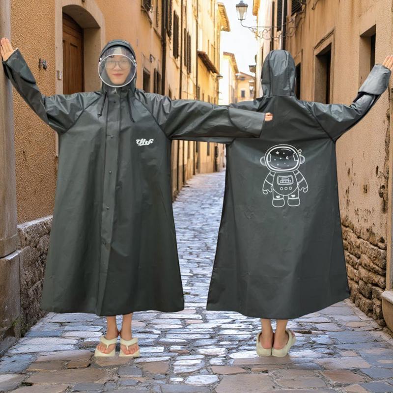 DHF Áo mưa 1 ngườ gấu thời trang trong suốt dây trùm toàn thân người lớn ích kỷ cute khoá