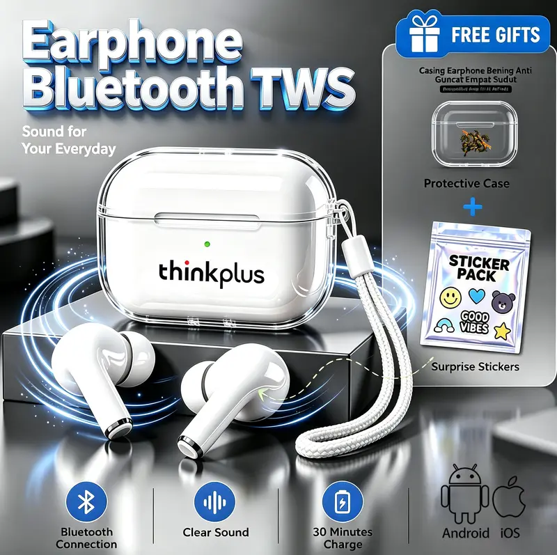 2026 TWS black myth wukong-Thinkplus Pro GT33 Earbud Nirkabel, casing ...