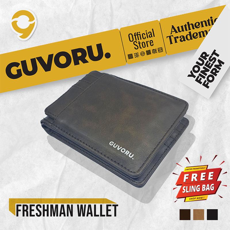 GUVORU - Dompet Lipat Pria Kulit sintetis Freshman Wallet Dompet pria dompet cardholder Dompet kulit 0