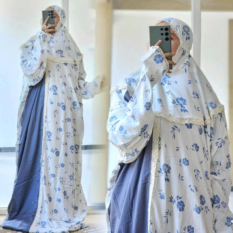 Mukena Namira️ WHITE SERIES Original Branded by Al-Adawiyah |  Rayon Motif Cantik Terusan  Mukenah Dewasa Muslim 7