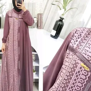 raisha gamis wanita crinkle mix brukat