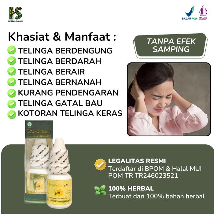 Gambar Obat Telinga Berdengung Bernanah Berair Berdarah Congek Gatal Kurang Pendengaran Tersumbat Gendang Telinga Pecah Infeksi Telinga Propolis SM Brazil 100% Original BPOM Halal MUI dari Zayna Herbal Kota Administrasi Jakarta Barat Tokopedia