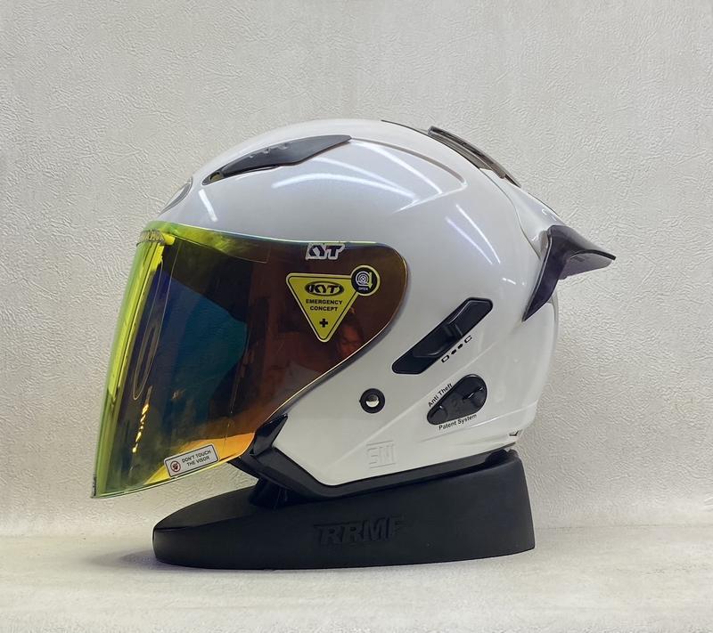 KYT Galaxy Flat R Solid White I Flat Visor Iridium I Spoiler - Helm Half Face Motorcycle 4