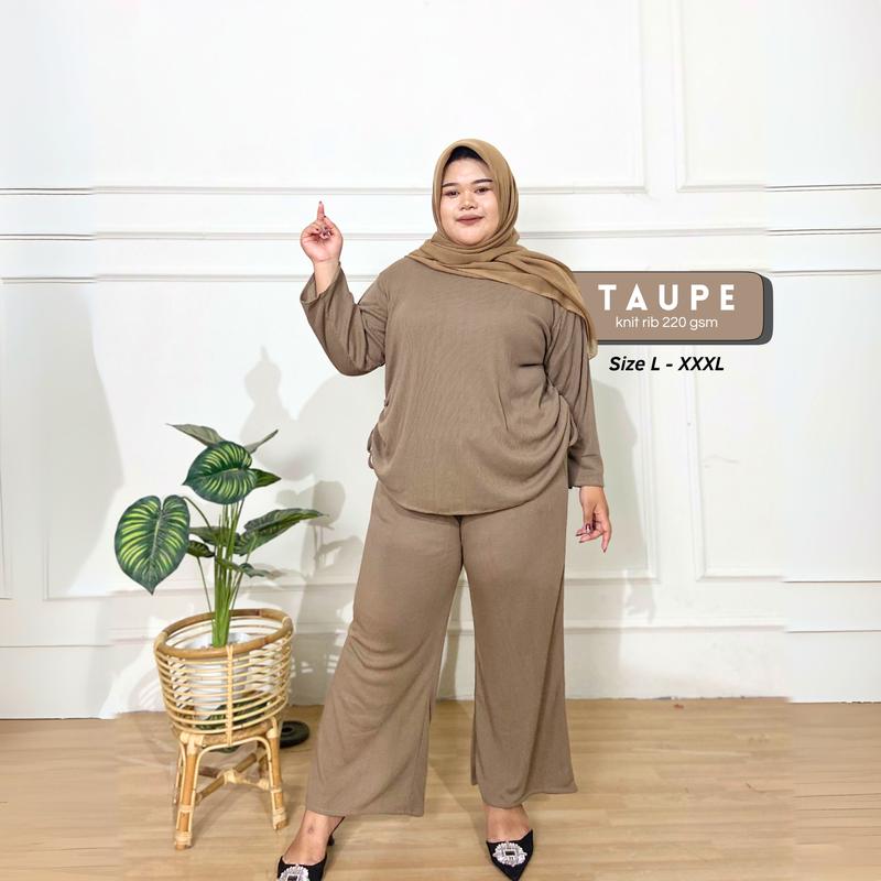 LA - LAURA Set Celana Serut Wanita Rib JUMBO Nyaman dan Melar One Set Wanita Halus Bigsize Setelan Daily terbaru 3