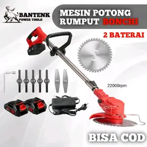 MESIN POTONG RUMPUT CORDLESS 24V 2 BATERAI BONCHI LENGKAP MESIN PANGKAS RUMPUT