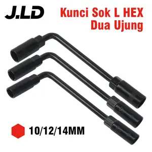 JLD Dua Ujung Kunci Sok L HEX 10mm 12mm 14mm Baja Kuat untuk Mur Roda Mobil & Motor - Alat perbaikan rumah, DIY & Bengkel - Harga Terjangkau Logam Torsi
