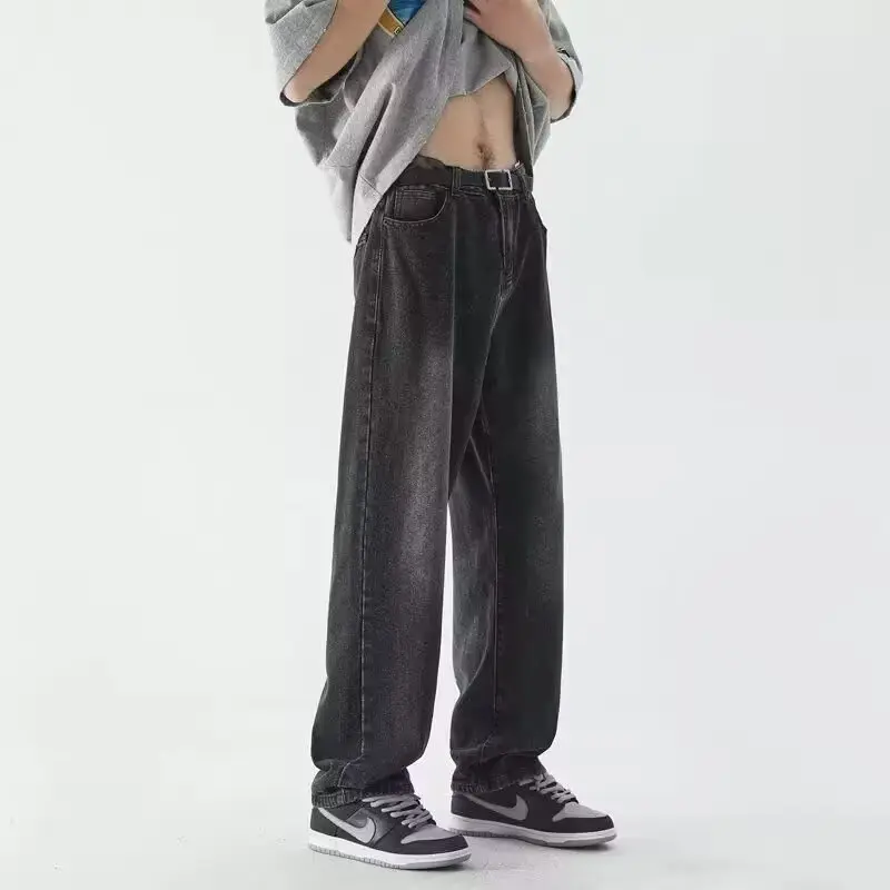 UNISEX Celana panjang jeans wide leg washed loose fit pria wanita retro straight street style skena gombrong 7