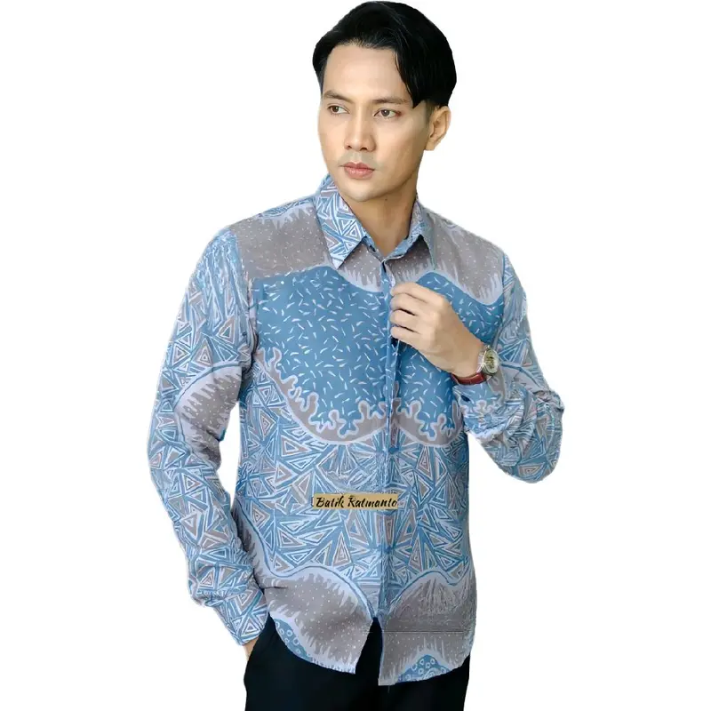 Kemeja Batik Katun Solo Halus SLIMFIT DOBBY MAHESA BABY BLUE ABSTRAK Size Jumbo Ready Lengan Panjang Dan Pendek Katun DOBBY Halus Berlapis Furing Dan Jahitan Eksklusif New Motif Anak Muda 3