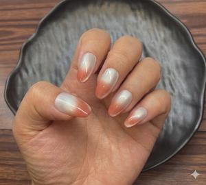 Ice transparent Grapefruit Gradient Jelly Press On Nails — Glassy Finish for Hands | Everyday Wear, Energetic Summer Feel