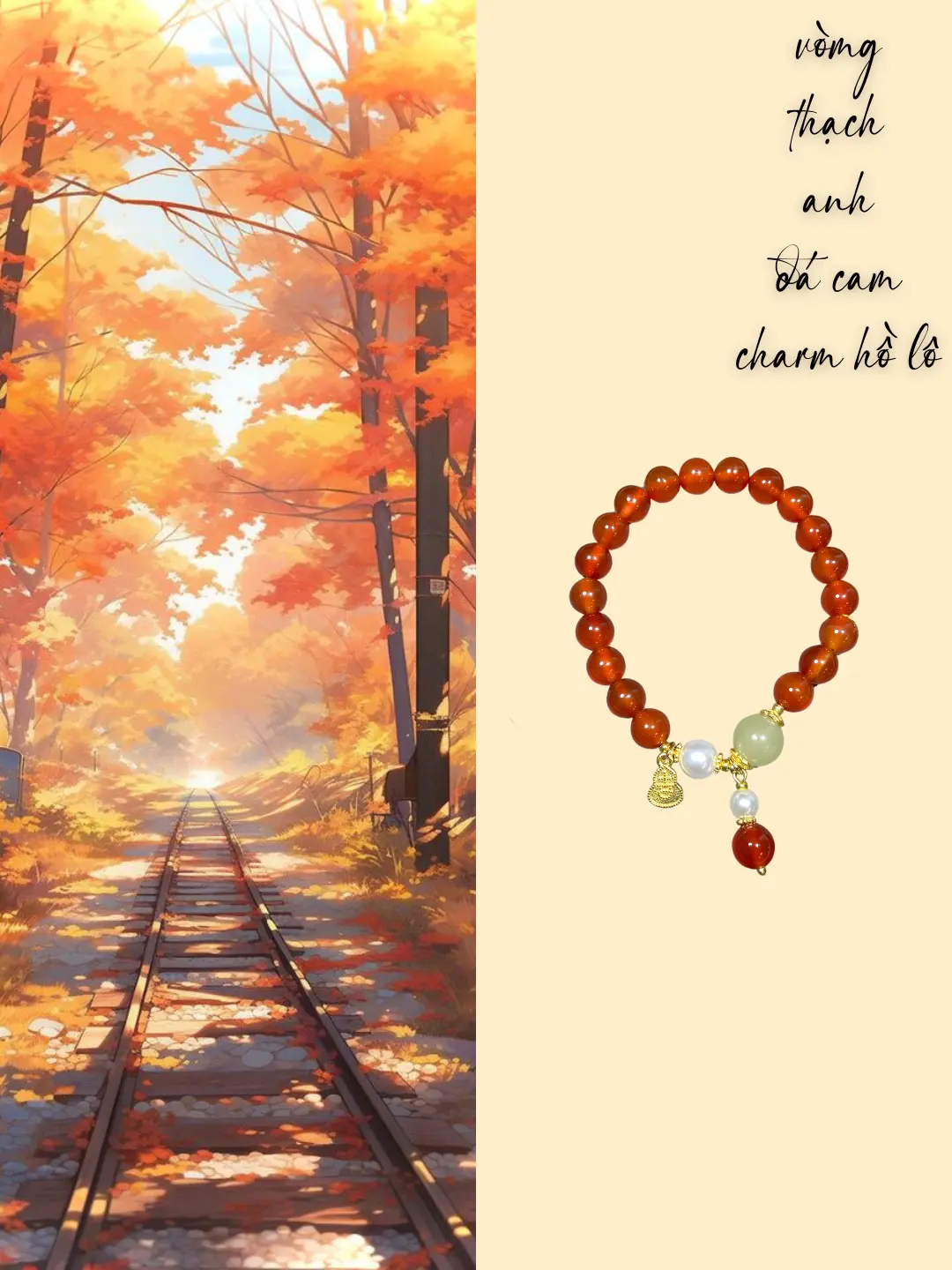 [Deal trên live] Vòng tay thạch anh đỏ cho nữ kèm đá mã não, hạt trân châu và charm hồ lô