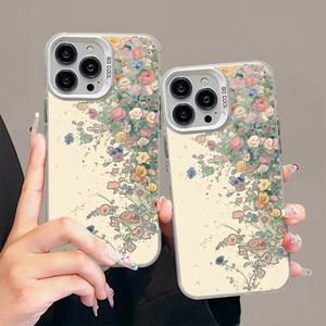 พุ่มไม้ดอกฤดูใบไม้ผลิเข้ากันได้กับเคส iPhone16 พรีเมี่ยม Sense iPhone15 ใหม่ iPhone14 ป้องกันการตก 13/12 สีเงินความคิดสร้างสรรค์ 11 / XSMax การ์ตูน XR / XS / 8Plus ‌สำหรับผู้ชายและผู้หญิง