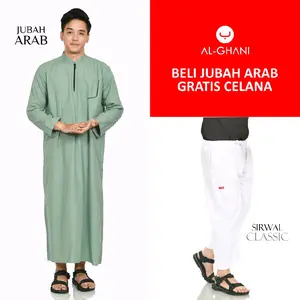 jubah gamis arab pria gratis celana bahan katun soft