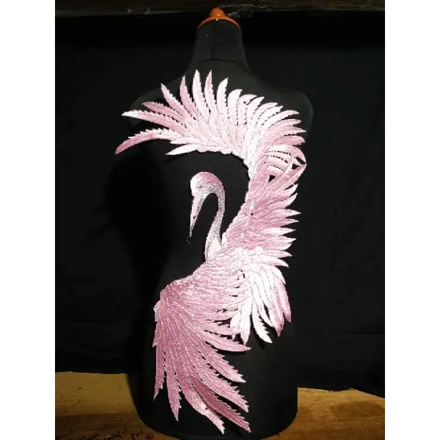 Renda bordir burung flamingo 7