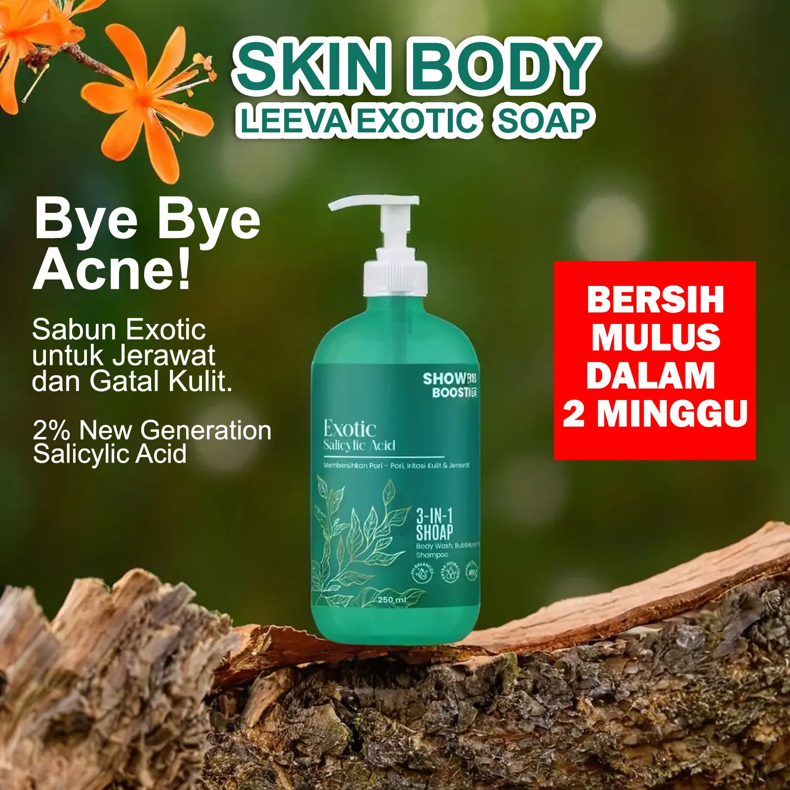 Sabun Leeva Mandi Jerawat Dan Gatal Dengan Formulasi Salicylic Acid Menutrisi Mencerahkan Kulit Menjadi Mulus Kembali Kemasan 250ml Lebih Besar Cair Membersihkan Soap Hyaluronic
