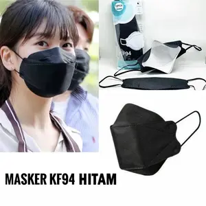 MASKER KF94 KOREA HITAM ISI 10 PCS  EVO MASK 4PLY  CONVEX MASKER 4D  KF 94 MEDIS