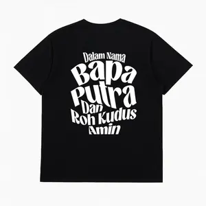 Kaos Regular Fit Motif "Dalam Nama Bapa Putra Dan Roh Kudus Amin" - Kaos Casual Pria Wanita Warna Hitam Desain Unik dengan Tulntrzsmgvew