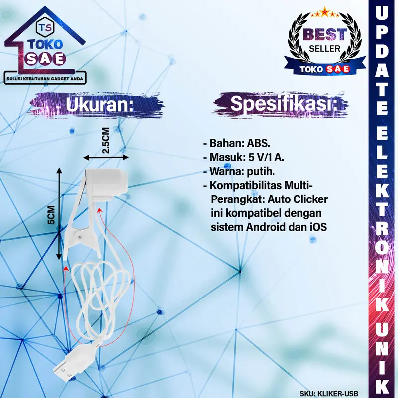 USB Auto Clicker Automatic Touch Screen Alat Tap Tap Klik Pengklik Layar Otomatis Smart Device Tappper Multipungsi Untuk Smartphone HP Handphone Like Otomatis Kecepatan Bisa Di Sesuaikan 1