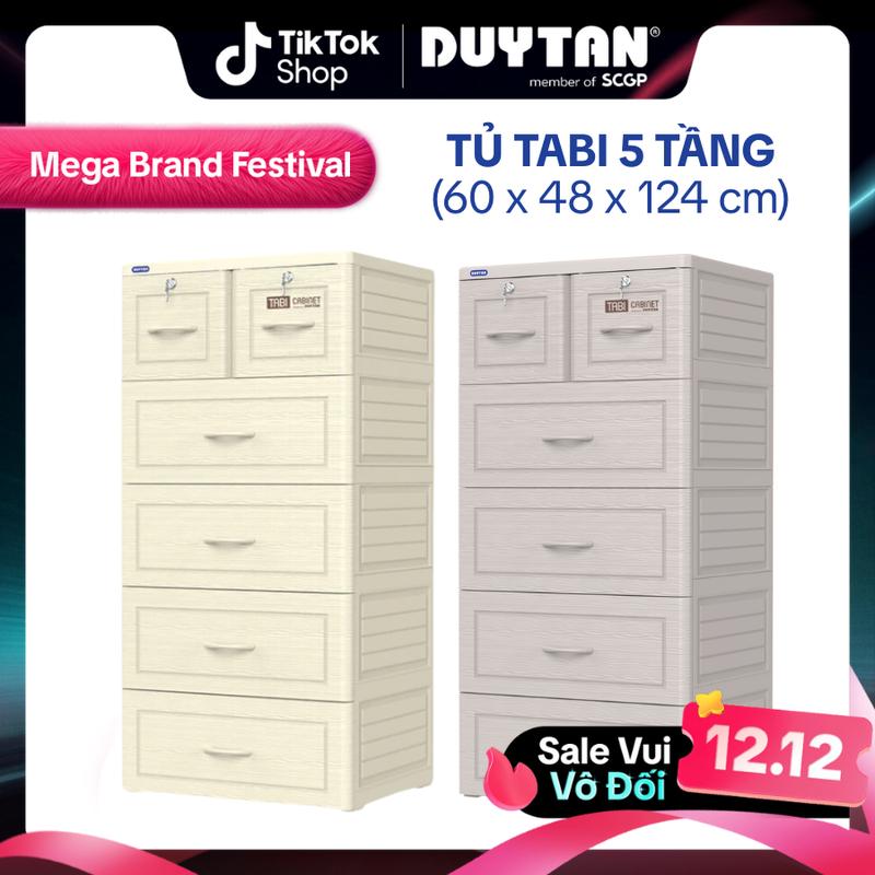  【NDT x Hoàng Vinh VN  Tủ Tabi 5 tầng DUY TÂN nhựa PP ABS bao gồm 4 hộc lớn và 2 hộc nhỏ tủ quần áo đa năng tiện lợi 